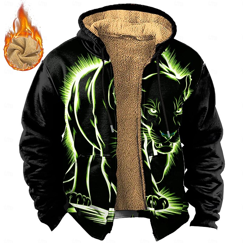 Men's Lion Fleece Hoodie Hoodies Punk Fashion Long Sleeve Hooded Party Holiday Streetwear White Yellow Drawstring Fall Winter Designer2