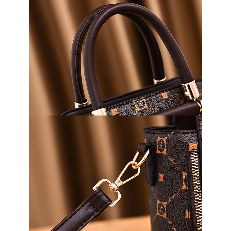 Elegant Women's Faux Leather Handbag with Red Accents and Gold Leaf Charm – Designer-Inspired Shoulder Bag with Adjustable Strap4