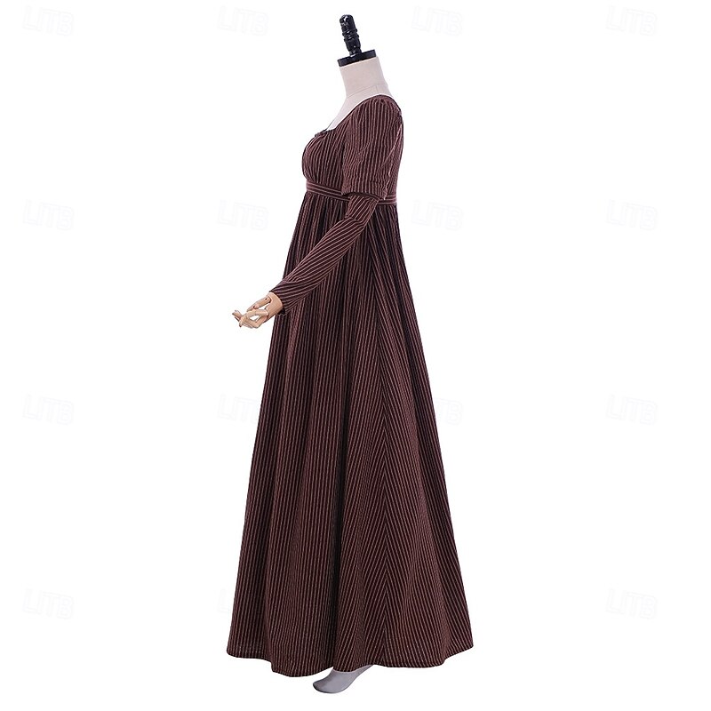 Medieval Renaissance Cocktail Dress Prom Dress Regency Inspired Dress Lady Princess Stripes Square Neck Fancy Dress Women's Royal Masquerade Party Halloween Tea Party Adults' Dress4