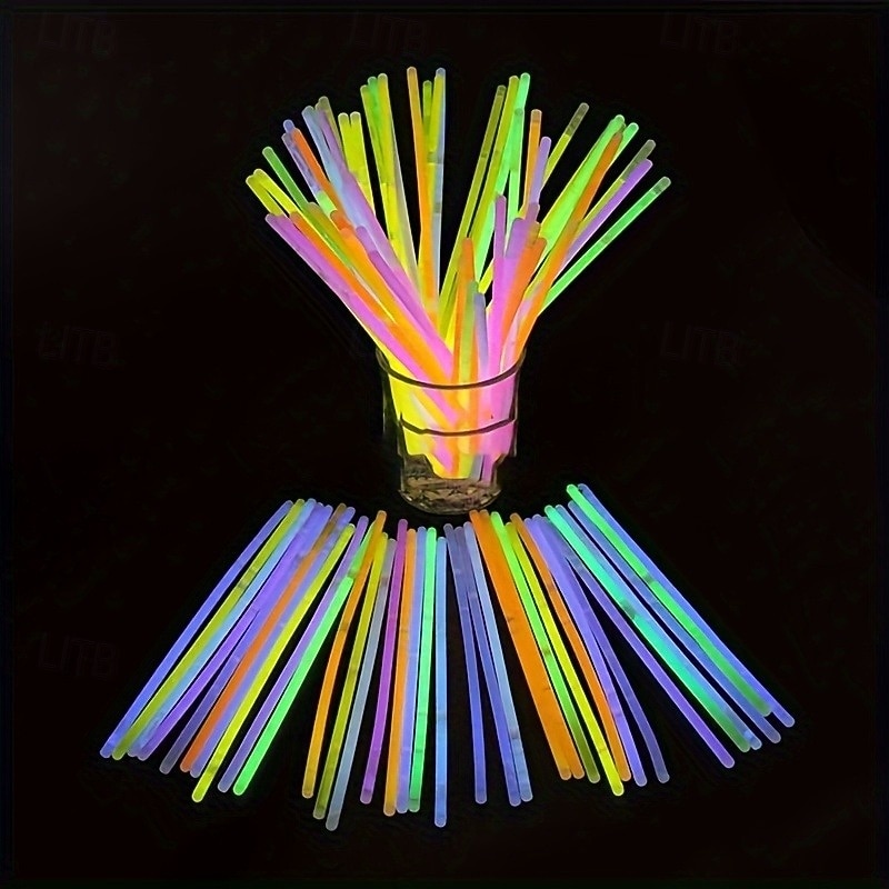 100pcs Glow Sticks Party Supplies Glow Sticks With Connectors For Eyeglasses Ball Glow In The Dark Sticks Party Favors Decorations Halloween Christmas Gift3