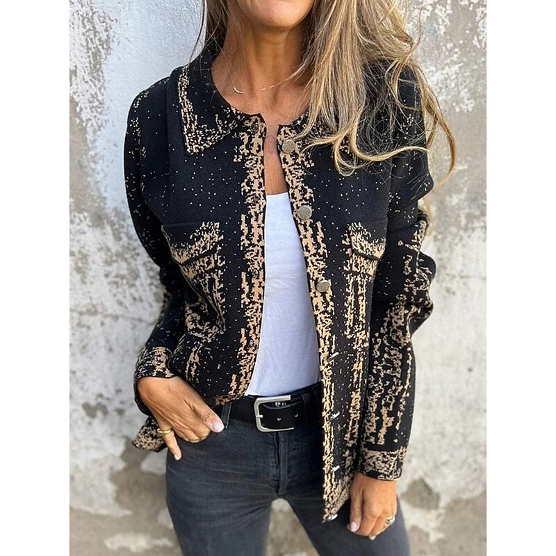 Women's Denim Jacket Outdoor Street Daily Wear Fall Winter Regular Coat Regular Fit Thermal Warm Breathable Stylish Casual Jacket Long Sleeve Solid Color with Pockets Black Blue Khaki3