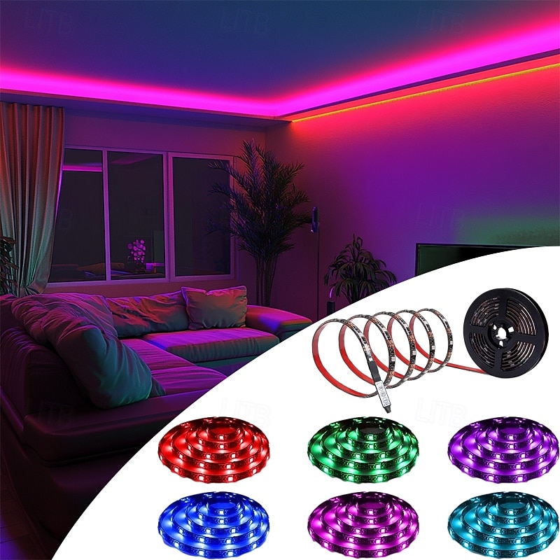 2M Waterproof RGB LED Strip Lights, Battery Powered Strip Lights with Mini 3-Key Controller, Multi-Color LED Light Strip for Bedroom, DIY, Party  and Home Decor - Main Image