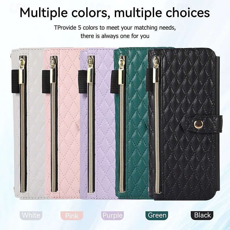 Phone Case For Z Fold 6 Z Fold 5 Z Fold 4 Z Fold 3 Flip Cover with Stand Holder Zipper with Wrist Strap Retro TPU PU Leather