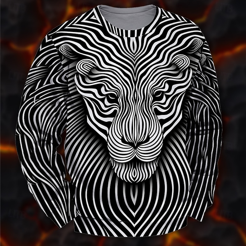 Men's Graphic Tiger Line Sweatshirts Golf Pullover Sweatshirt Long Sleeve Sweatshirt Hooded Vacation Cool Daily Print Vacation Sports Outdoor Going out Printing Winter Spring &  Fall