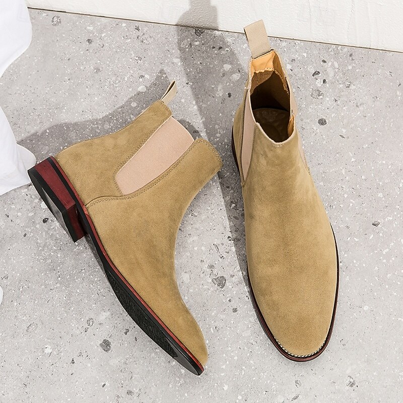 Men's Faux Suede Chelsea Boots – Casual Slip-On Ankle Boots with Elastic Side Panels for Everyday Wear, Vintage Style4