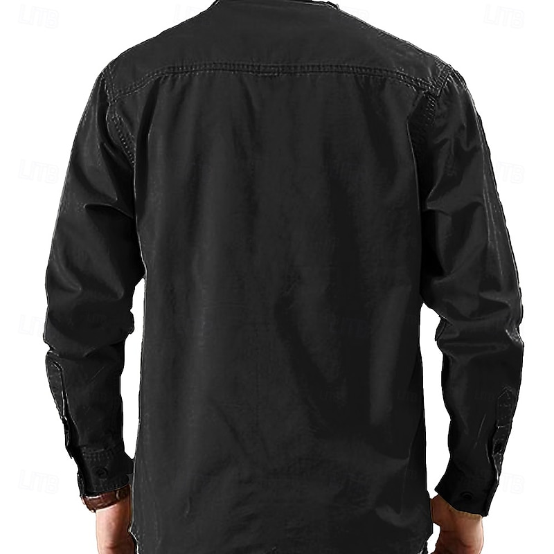 Men's Cool Skulls Letter Printed Work Shirt Western Shirt Cargo Shirt Long Sleeve Casual Sports & Outdoor Going out Fall Winter Turndown Print Black Army Green4