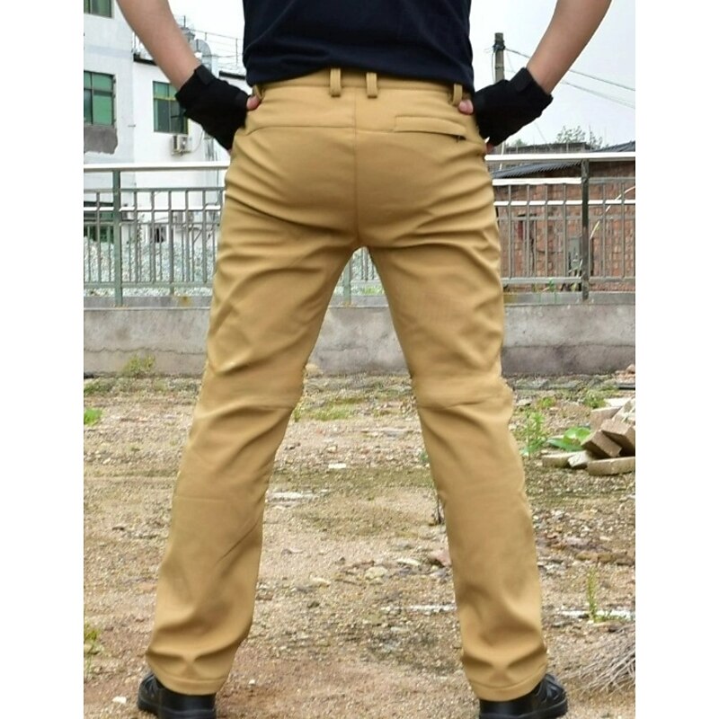 Men's Cargo Pants Fleece Pants Softshell Pants Combat Trousers Snow Pants Pocket Elastic Waist Plain Waterproof Wearable Full Length Sports Outdoor Daily Classic Style Casual / Sporty Black Green2