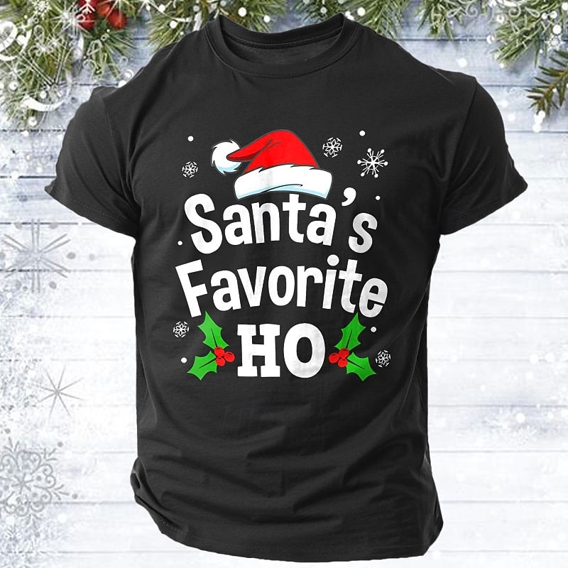 Christmas Men's funny christmas T Shirt 100% Cotton Short Sleeve Graphic Shirt Black Wine Red Comfortable Tee Street Holiday Fashion Designer Clothing4