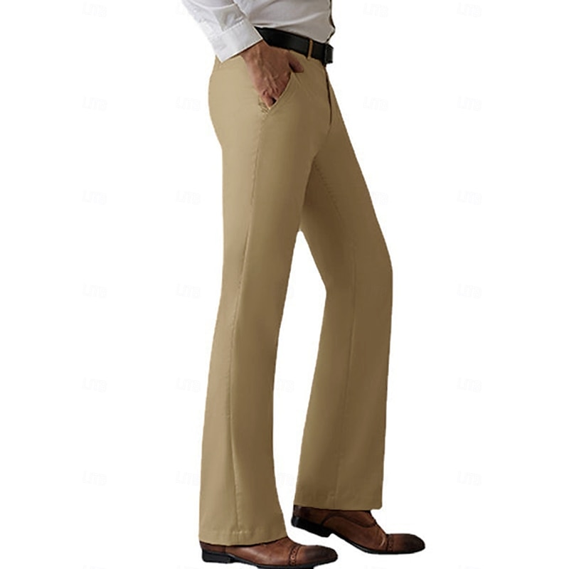 Men's Graduation Dress Pants Flared Pants Trousers Suit Pants Pocket Plain Comfort Breathable Outdoor Daily Going out Fashion Casual Black White2