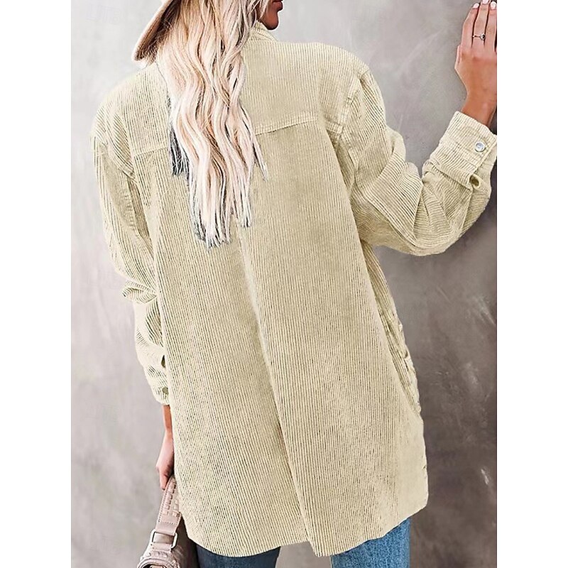 Women's Casual Jacket Outdoor Street Daily Wear Fall Winter Regular Coat Regular Fit Thermal Warm Breathable Stylish Casual Jacket Long Sleeve Plain with Pockets Pink Beige3