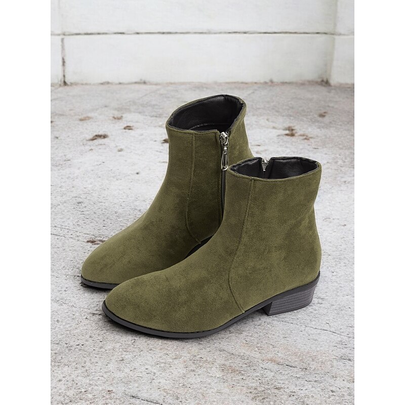 Women's Casual Faux Suede Ankle Boots with Side Zipper and Low Block Heels – Comfortable Vintage Booties for Everyday Wear2