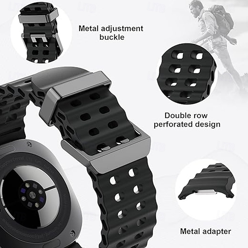 4 Pack Watch Band for Samsung Watch Ultra 47mm Silicone Replacement  Strap Adjustable Ocean Band Wristband3