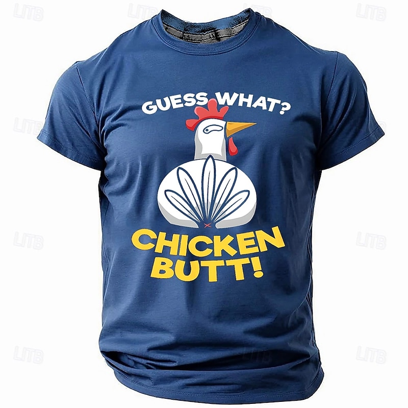 Men's Rude Offensive Christmas Rooster Text T shirt Short Sleeve T shirt 3D Print Crew Neck Shirt Fashion Funny Athleisure Street Sports Outdoor Daily Black Red Blue Summer Spring Clothing Apparel S