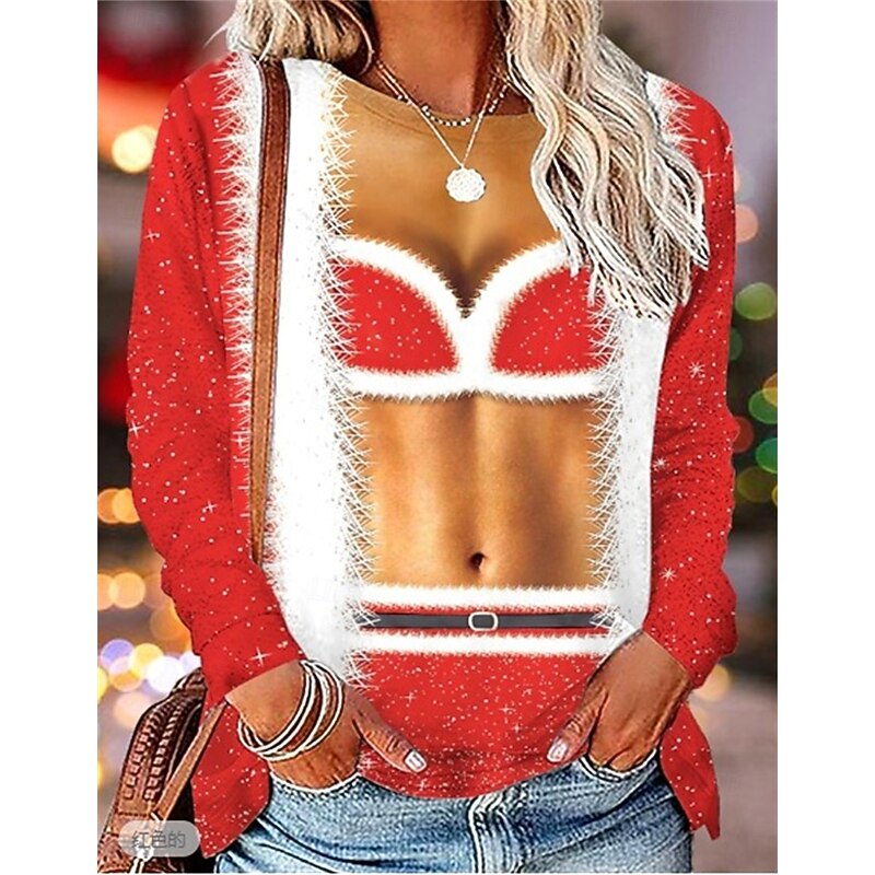 Christmas Santa Claus Pullover Funny Christmas Sweatshirt 3D Print 3D Christmas Funny For Women's Adults' Christmas Carnival 3D Print Party Festival