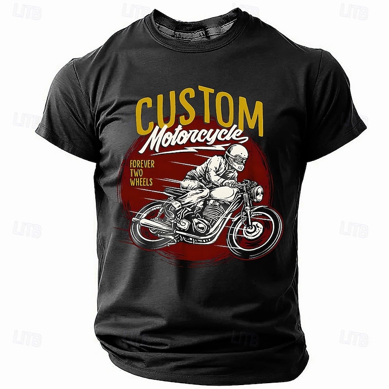 Men's Motorcycle T Shirt Short Sleeve T shirt 3D Print Crew Neck Shirt Fashion Athleisure Street Sports Outdoor Black Dark Blue Summer Spring Clothing Apparel S M L XL XXL XXXL2