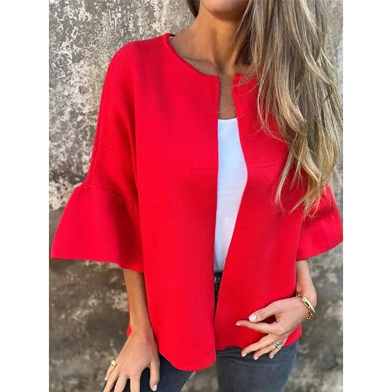 Women's Winter Jacket Outdoor Street Daily Wear Fall Winter Regular Coat Regular Fit Thermal Warm Breathable Stylish Casual Jacket 3/4 Length Sleeve Plain Oversize Black Red Green