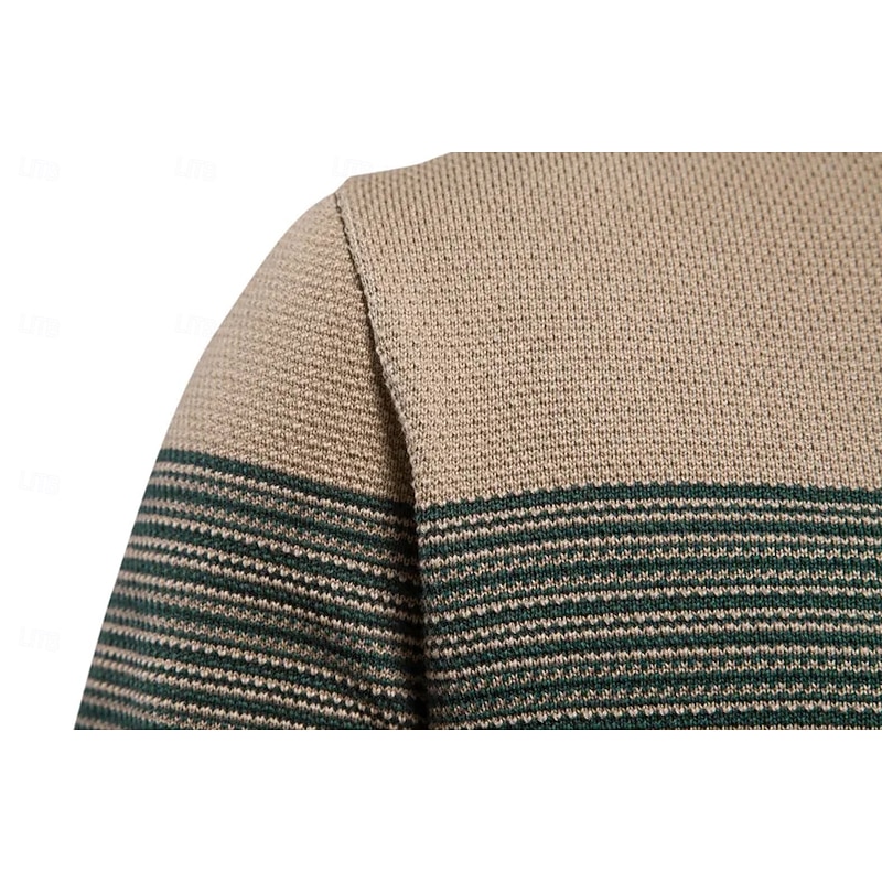 Men's Pullover Sweater Jumper Knit Ombre Crew Neck Knitwear Elegant Christmas Outdoor Clothing Apparel Fall Winter Dark Green Orange S M L4