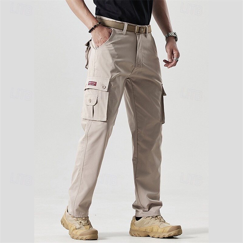 Men's Cargo Pants Trousers Buttons Multi Pocket Plain Quick Dry Moisture Wicking Full Length Outdoor Daily Camping & Hiking Fashion Classic Black Army Green2