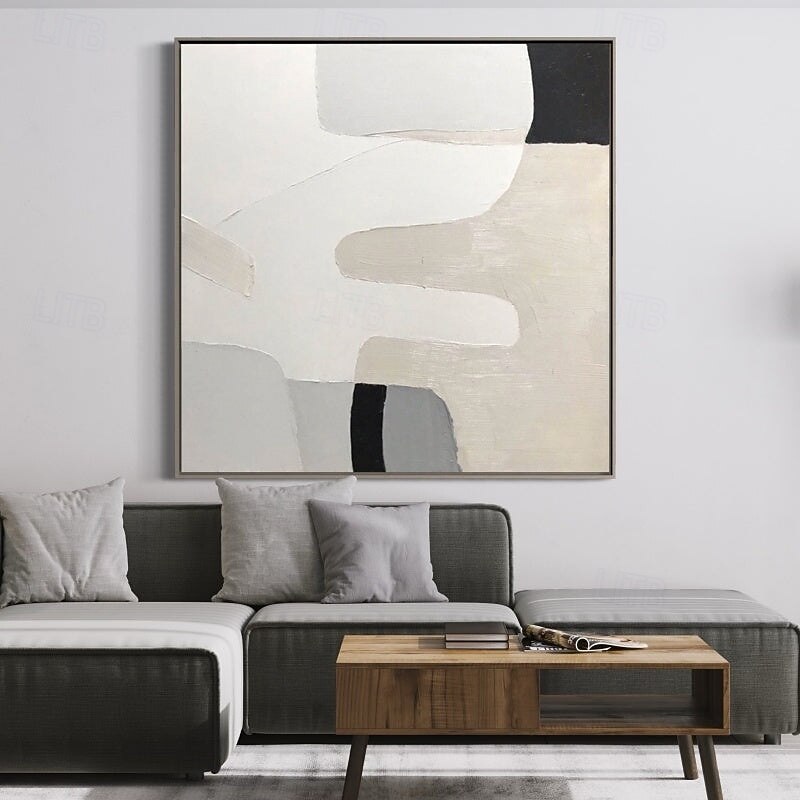 3D White abstract oil painting Hand-Painted Thick Textured Oil Painting handpainted Beige White Painting Abstract 3D white Textured oil painting Wall Art painting for Living Room bedroom decoration