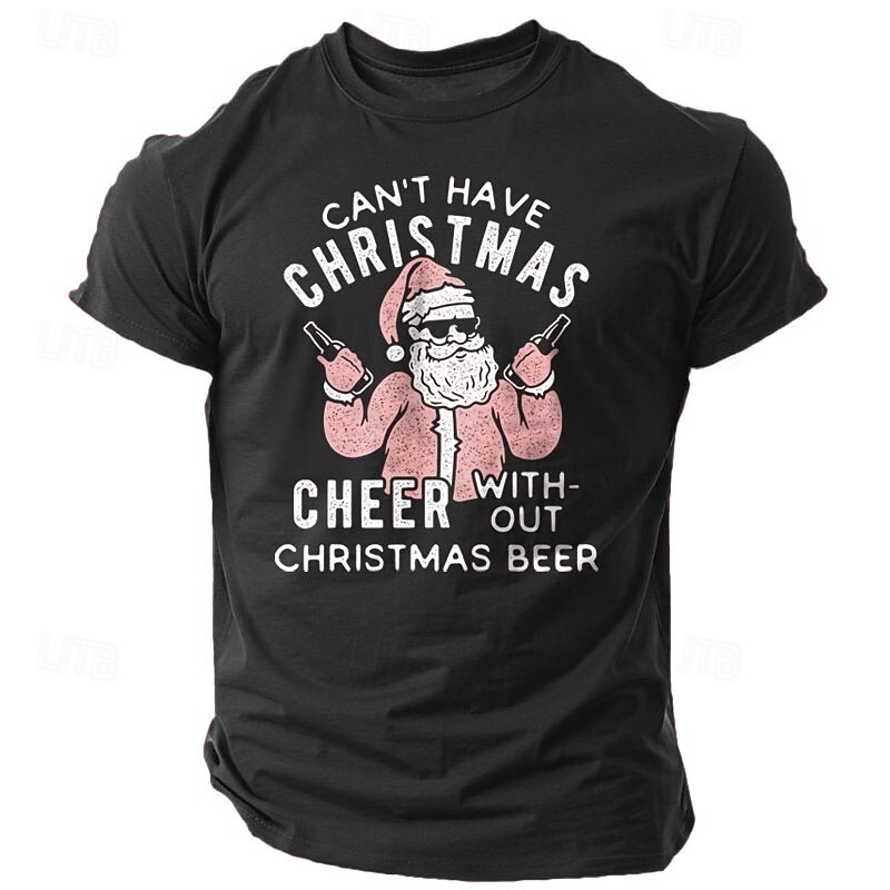Christmas Men's Santa Claus Letter Printed funny christmas T Shirt 100% Cotton Short Sleeve Graphic Shirt Black Wine Red Comfortable Tee Vacation Street Fashion Designer Clothing3