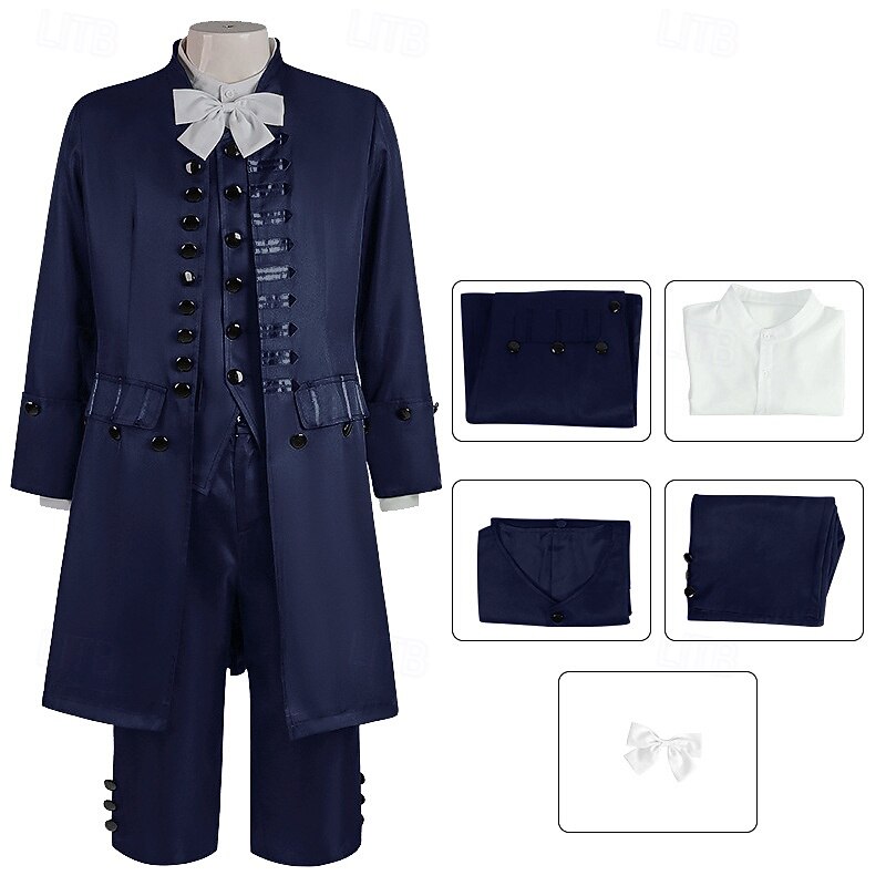 Rococo Baroque Victorian Outfits Solid Colored Fancy Dress Men's Royal Halloween Carnival Performance Party Masquerade Adults' Coat Vest Shirt All Seasons4