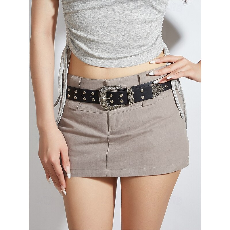 Women's Western Style Belt with Embossed Buckle and Studded Detailing, Faux Leather Adjustable Waist Belt for Casual and Vintage Outfits2