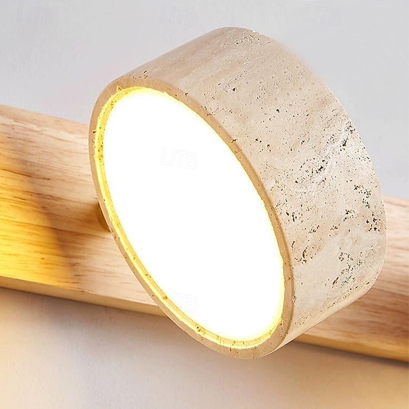 Wood Wall Sconce Wall Light Vanity Light with Rotatable Cylinder Lampshade Over Mirror Wall Lighting 110-240V4