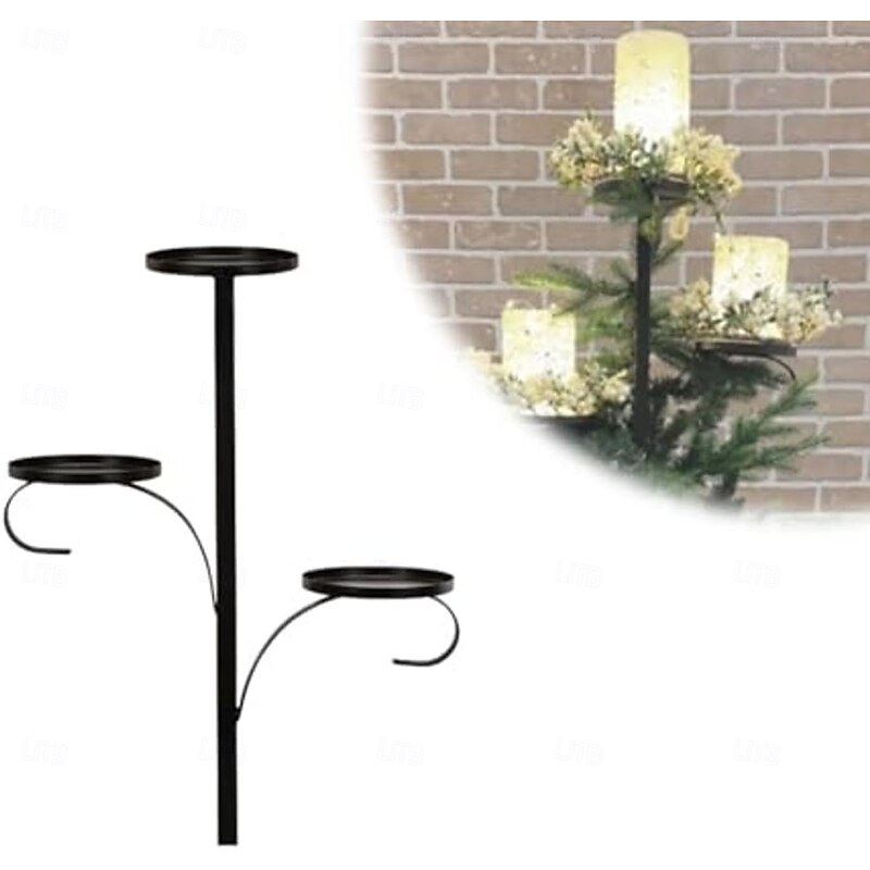 Black Triple Christmas Tree Topper, Tree Topper Candle Holder, 3 Tier Candle Holder, Candelabra Tree Topper for Christmas, Christmas Topper Unique, Light up Christmas Tree