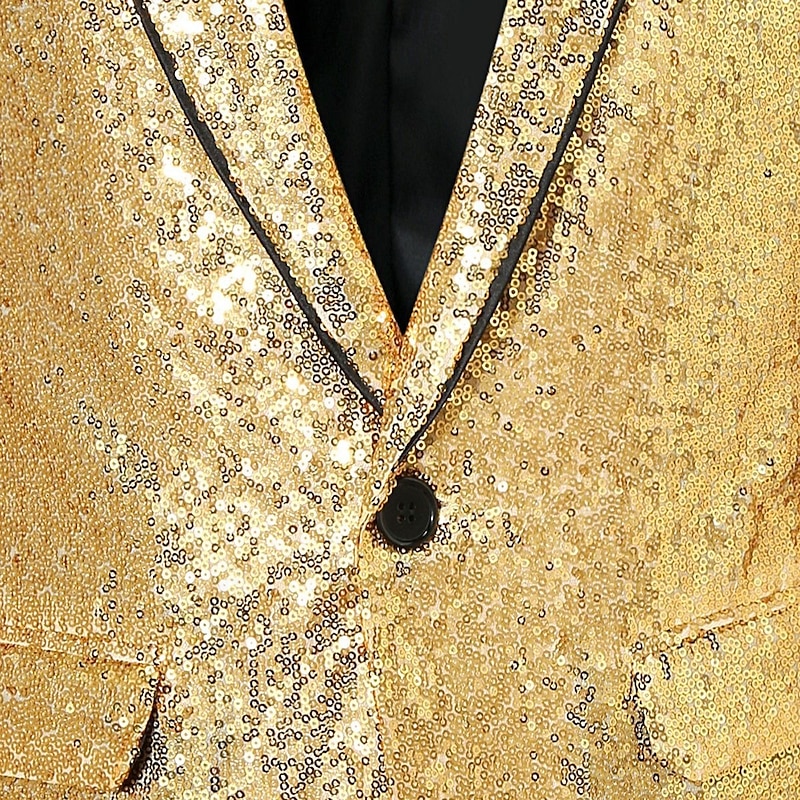 Men's Blazer Jacket Tuxedo Closure collar Luxury Sparkle Patchwork Solid Colored Blazer Black Silver Red Standard Fit Single Breasted One-button4