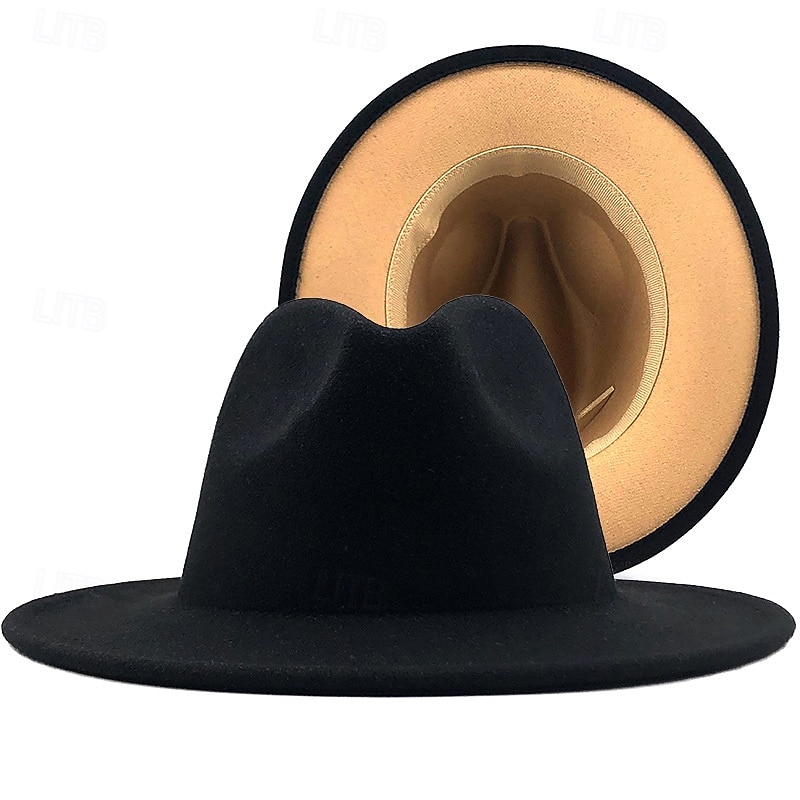 Men's Sun Hat Cowboy Hat Fedora Trilby Hat Apple Green Black Woolen Vintage Style Fashion 18th Century State of Texas Daily Theme Party Solid / Plain Color Sunscreen Cosplay3