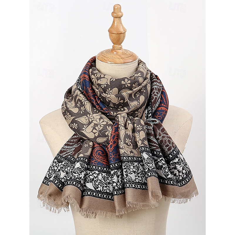 Women's Vintage Paisley Print Oversized Scarf - Soft and Warm Shawl for Winter, Casual and Formal Wear4