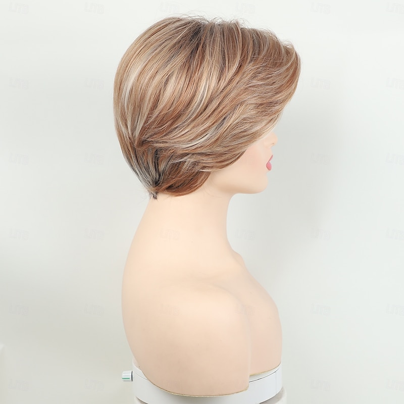 Short Brown Wigs for Women Bob Wig Natural Straight Wig Side Part Hair for Daily Party Cosplay4