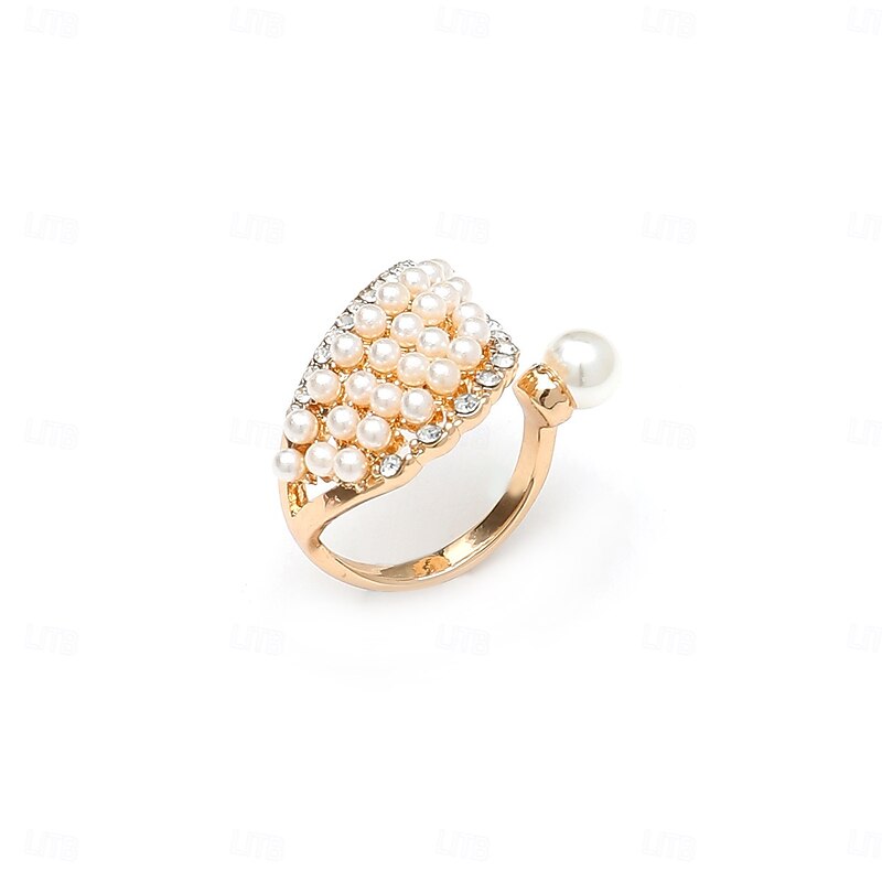 Elegant Pearl Wrap Ring for Women - Adjustable Crystal and Pearl Design, Perfect for Weddings, Engagements, and Formal Occasions4