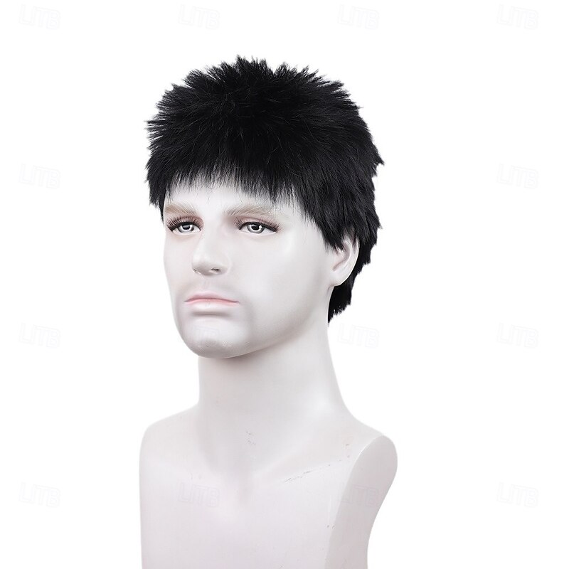 Synthetic Wig Straight Asymmetrical Wig Short Wine Red Black Blonde Synthetic Hair Men's Fashionable Design Soft Natural Black Blonde Wine4