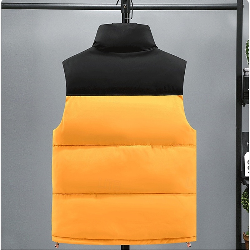 Men's Puffer Vest Padded Gilet Quilted Vest Daily Date Vacation Fashion Casual Fall & Winter Pocket Polyester Warm Comfortable Color Block Zipper Stand Collar Regular Fit Black Yellow Red Royal Blue2