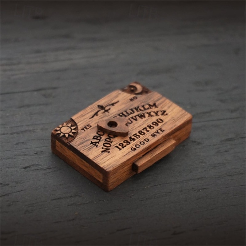 Miniature Spirit Board with Drawer Ouija Board,Wooden Ouija Boards Miniatures with Planchettes, Emotional Love Drawer, Mini Ouija Board for Home Decor Halloween Decorations2