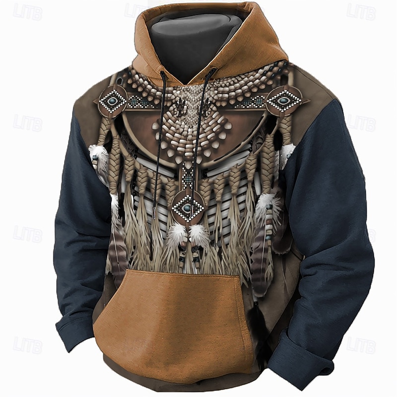 Men's Owl Hoodie Hoodies Sweatshirt Daily Casual Long Sleeve Hooded Vacation Sports Outdoor Streetwear Brown Army Green Print Front Pocket Spring &  Fall Designer