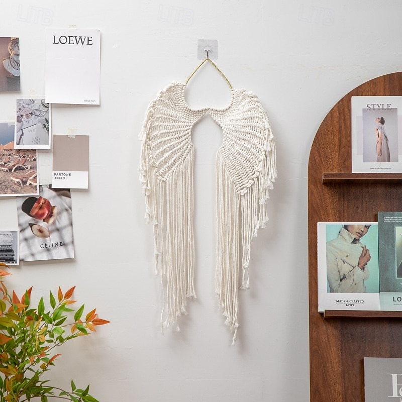 Large Macrame Angel Wings Wall Hanging Boho Chic Style Wall Decor Crochet Cotton Bedroom Backdrop Home Decor2