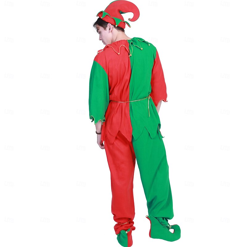 Elf Outfits Christmas Dress Elf Costume Cosplay Costumes Men's Women's Boys' Girls' Christmas Special Adults Kid's Christmas Carnival Masquerade Christmas Party Top Pants Belt Shoes Hat2