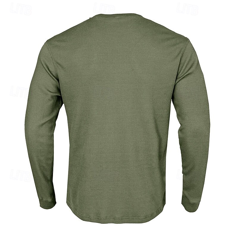 Men's Waffle Shirt T Shirt Tee Top Long Sleeve Shirt Long Sleeve Crew Neck Spring &  Fall Fashion Designer Basic Warm Vacation Casual Daily Green Top Tee for Men4
