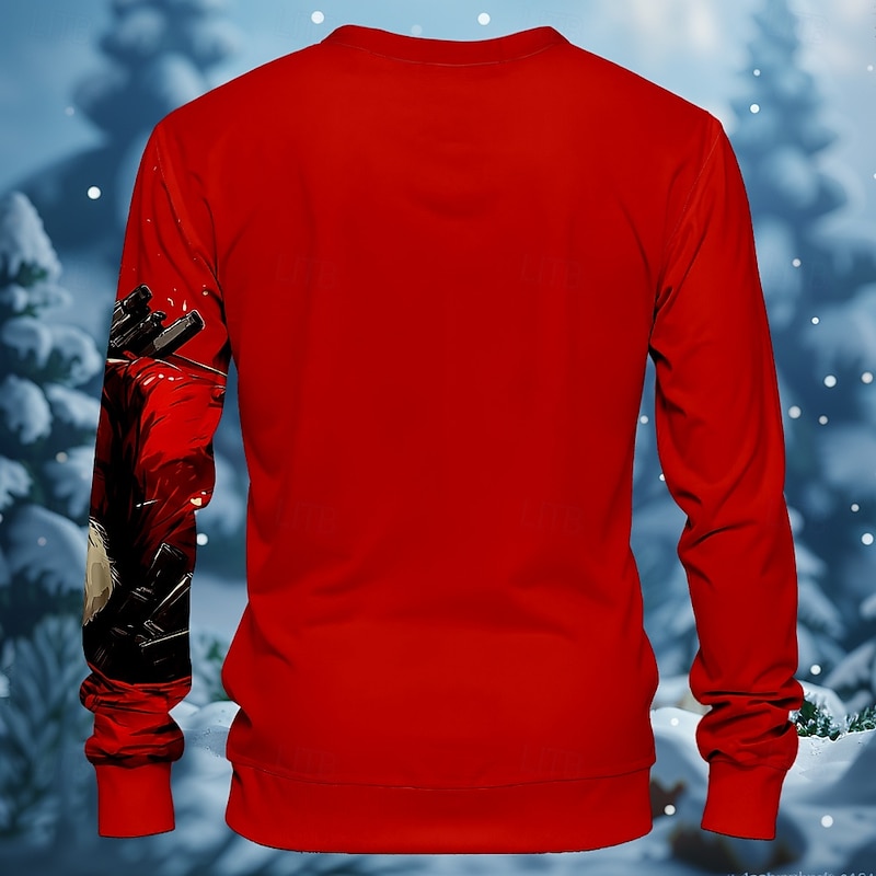 New Year Christmas Men's Santa Claus Gun Sweatshirts Sweatshirt Sweatshirt Long Sleeve Sweatshirt Crew Neck Vacation Cool Daily 3D Printing Party Christmas Holiday Crewneck 3D Print 3D Winter Spring2