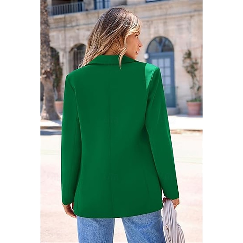 Women's Blazer Button Solid Color Casual / Daily Simple Regular Fit Outerwear Long Sleeve Winter Black S 9