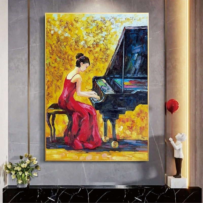 Music oil painting Hand Painted Impressionist Fiddler Portrait Oil Painting On Canvas - Hand Painted texture Music Fine Art oil painting pattle knife portrait oil paintings