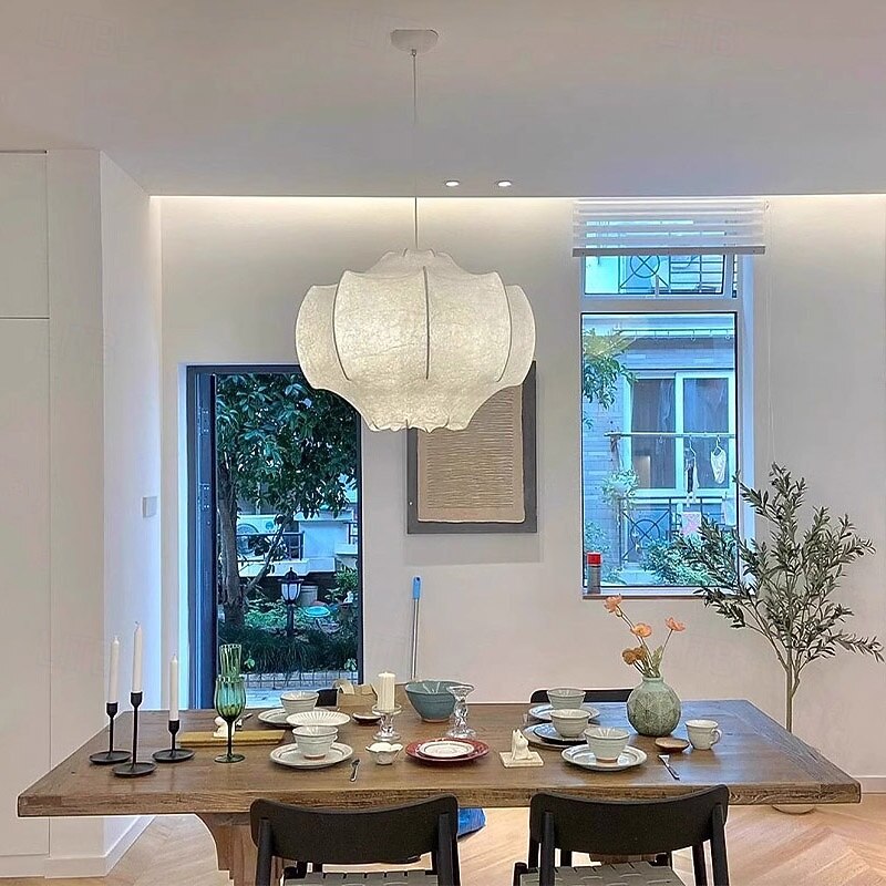 Wabi-sabi Style Silk Pendant Lamp Japanese Lantern Lamp Rustic Drop Ceiling Light Unique Design Hanging Light 85-265V3