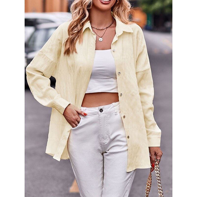 Women's Casual Jacket Outdoor Street Daily Wear Fall Winter Regular Coat Regular Fit Thermal Warm Breathable Stylish Casual Jacket Long Sleeve Solid Color with Pockets Yellow Pink Blue3