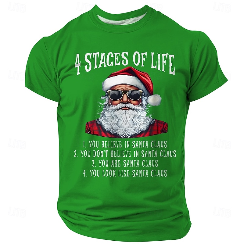 Christmas Men's Funny Christmas 3D T-shirts Santa Claus Casual Street Style 3D Print Tee Sports Outdoor Holiday Black White Red Short Sleeve Crew Neck Spring & Summer Clothing Apparel S M L XL4