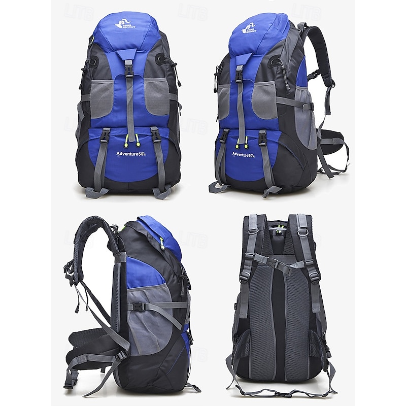 50L Waterproof Hiking Backpack for Outdoor Adventure, Travel, and Camping - Large Capacity with Adjustable Straps and Multiple Pockets4