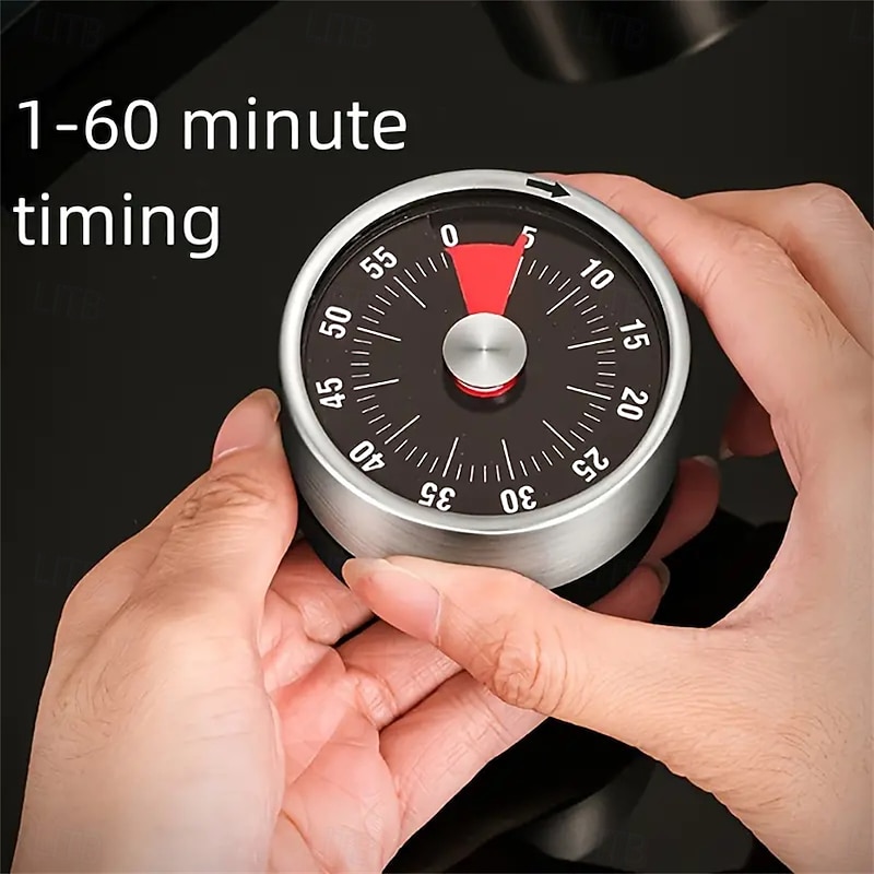 Stainless Steel Mechanical Kitchen Cooking Timer Magnet Round Shape 60 Minutes Countdown Cooking Clock Alarm Time Reminder2