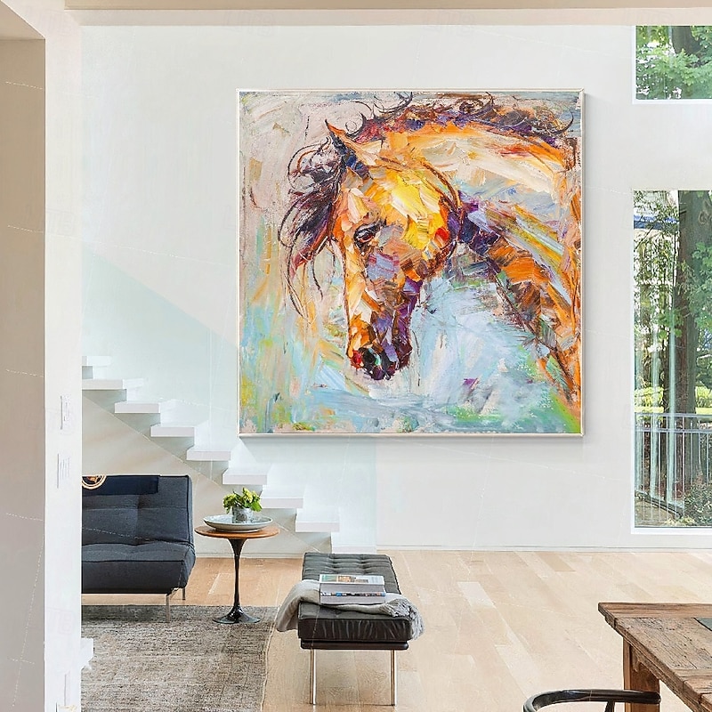 Cow Animals oil painting 100% Hand Painted Textured cow Painting Abstract colorful animal Oil Painting Wall Decoration cow painting for Living Room Office decoration Wall artwork