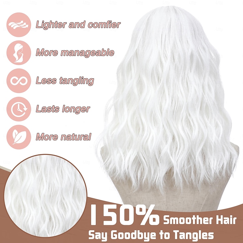 Wig Medium Length Wigs for Women Middle Part Synthetic Hair Wavy Wig with Upgraded Strands,Natural Hair Wig for Daily Party/Christmas Party Wigs3